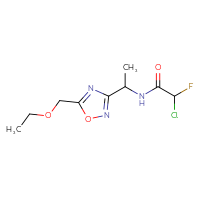Chemical structure of 2-chloro-N-{1-[5-(ethoxymethyl)-1,2,4-oxadiazol-3-yl]ethyl}-2-fluoroacetamide - CSSB14790103713