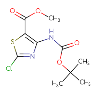 Chemical structure of methyl 4-{[(tert-butoxy)carbonyl]amino}-2-chloro-1,3-thiazole-5-carboxylate - CSSB03496562441