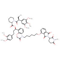 Chemical structure of (1R)-3-(3,4-dimethoxyphenyl)-1-(2-{[(6-{[2-(1-methyl-2,6-dioxopiperidin-3-yl)-1,3-dioxo-2,3-dihydro-1H-isoindol-4-yl]oxy}hexyl)carbamoyl]methoxy}phenyl)propyl (2S)-1-[(2S)-2-(3,4,5-trimethoxyphenyl)butanoyl]piperidine-2-carboxylate - CSSB14948331131
