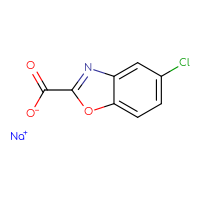 Chemical structure of sodium 5-chloro-1,3-benzoxazole-2-carboxylate - CSSB03437846402