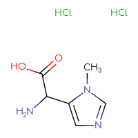 Chemical structure of 2-amino-2-(1-methyl-1H-imidazol-5-yl)acetic acid dihydrochloride - CSSB21381578308