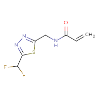 Chemical structure of N-{[5-(difluoromethyl)-1,3,4-thiadiazol-2-yl]methyl}prop-2-enamide - CSSB03526925031
