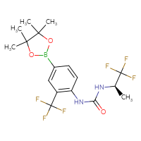 Chemical structure of 1-[4-(4,4,5,5-tetramethyl-1,3,2-dioxaborolan-2-yl)-2-(trifluoromethyl)phenyl]-3-[(2R)-1,1,1-trifluoropropan-2-yl]urea - CSSB21332058069
