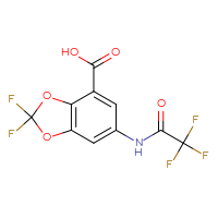 Chemical structure of 2,2-difluoro-6-(2,2,2-trifluoroacetamido)-2H-1,3-benzodioxole-4-carboxylic acid - CSSB06628291984