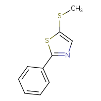 Chemical structure of 5-(methylsulfanyl)-2-phenyl-1,3-thiazole - CSSB21103687369