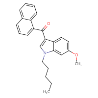 Chemical structure of 6-methoxy-3-(naphthalene-1-carbonyl)-1-pentyl-1H-indole - CSSB00161153851