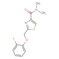 Chemical structure of 2-[(2-fluorophenoxy)methyl]-N,N-dimethyl-1,3-thiazole-4-carboxamide - CSSB09720620605