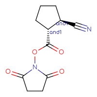 Chemical structure of rac-2,5-dioxopyrrolidin-1-yl (1R,2R)-2-cyanocyclopentane-1-carboxylate - CSSB20269602250