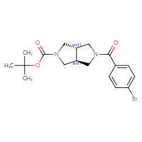 Chemical structure of rac-tert-butyl (3aR,6aR)-5-(4-bromobenzoyl)-octahydropyrrolo[3,4-c]pyrrole-2-carboxylate - CSSB14846123341
