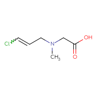 Chemical structure of 2-[(3-chloroprop-2-en-1-yl)(methyl)amino]acetic acid (C6H10ClNO2) - CSCS00103285466