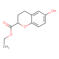 Chemical structure of ethyl 6-hydroxy-3,4-dihydro-2H-1-benzopyran-2-carboxylate - CSSB14957028992