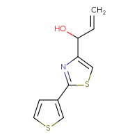 Chemical structure of 1-[2-(thiophen-3-yl)-1,3-thiazol-4-yl]prop-2-en-1-ol - CSSB21246411011