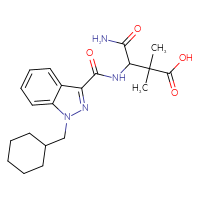 Chemical structure of 3-carbamoyl-3-{[1-(cyclohexylmethyl)-1H-indazol-3-yl]formamido}-2,2-dimethylpropanoic acid - CSSB00159247553