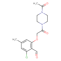 Chemical structure of 2-[2-(4-acetylpiperazin-1-yl)-2-oxoethoxy]-6-chloro-4-methylbenzaldehyde - CSSB21414461147