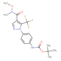 Chemical structure of tert-butyl N-(4-{4-[methoxy(methyl)carbamoyl]-5-(trifluoromethyl)-1H-pyrazol-1-yl}phenyl)carbamate - CSSB21224761961