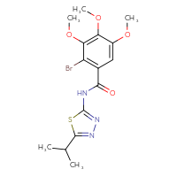 Chemical structure of 2-bromo-3,4,5-trimethoxy-N-[5-(propan-2-yl)-1,3,4-thiadiazol-2-yl]benzamide - CSSB00160291409