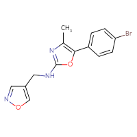 Chemical structure of 5-(4-bromophenyl)-4-methyl-N-[(1,2-oxazol-4-yl)methyl]-1,3-oxazol-2-amine - CSSB21495903929