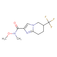 Chemical structure of N-methoxy-N-methyl-6-(trifluoromethyl)-5H,6H,7H,8H-imidazo[1,2-a]pyridine-2-carboxamide - CSSB15072410760
