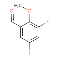 Chemical structure of 3-fluoro-5-iodo-2-methoxybenzaldehyde - CSSB00021282714