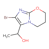 Chemical structure of 1-{2-bromo-5H,6H,7H-imidazo[2,1-b][1,3]oxazin-3-yl}ethan-1-ol - CSSB20505090899