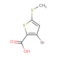 Chemical structure of 3-bromo-5-(methylsulfanyl)thiophene-2-carboxylic acid - CSSB20813962981