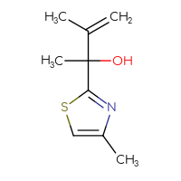 Chemical structure of 3-methyl-2-(4-methyl-1,3-thiazol-2-yl)but-3-en-2-ol - CSSB00023600207