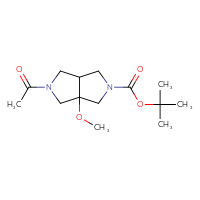 Chemical structure of tert-butyl 5-acetyl-3a-methoxy-octahydropyrrolo[3,4-c]pyrrole-2-carboxylate - CSSB21123232962