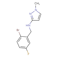 Chemical structure of N-[(2-bromo-5-fluorophenyl)methyl]-1-methyl-1H-pyrazol-3-amine - CSSB00006169991