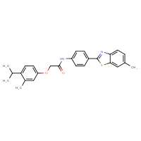 Chemical structure of N-[4-(6-methyl-1,3-benzothiazol-2-yl)phenyl]-2-[3-methyl-4-(propan-2-yl)phenoxy]acetamide - CSSB00121733854