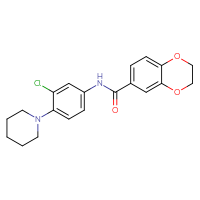Chemical structure of N-[3-chloro-4-(piperidin-1-yl)phenyl]-2,3-dihydro-1,4-benzodioxine-6-carboxamide - CSSB00106177370