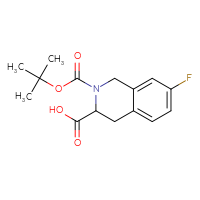 Chemical structure of 2-[(tert-butoxy)carbonyl]-7-fluoro-1,2,3,4-tetrahydroisoquinoline-3-carboxylic acid - CSSB00010477547