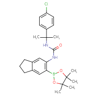 Chemical structure of 1-[2-(4-chlorophenyl)propan-2-yl]-3-[6-(4,4,5,5-tetramethyl-1,3,2-dioxaborolan-2-yl)-2,3-dihydro-1H-inden-5-yl]urea - CSSB21332136200