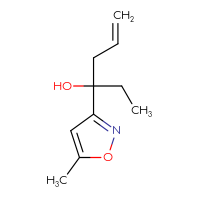 Chemical structure of 3-(5-methyl-1,2-oxazol-3-yl)hex-5-en-3-ol - CSSB21246278472