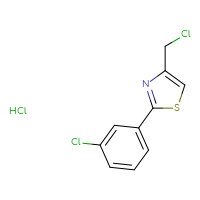 Chemical structure of 4-(chloromethyl)-2-(3-chlorophenyl)-1,3-thiazole hydrochloride - CSSB00020627180
