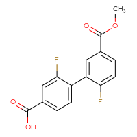 Chemical structure of 2,2'-difluoro-5'-(methoxycarbonyl)-[1,1'-biphenyl]-4-carboxylic acid - CSSB00150702441