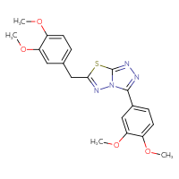 Chemical structure of 3-(3,4-dimethoxyphenyl)-6-[(3,4-dimethoxyphenyl)methyl]-[1,2,4]triazolo[3,4-b][1,3,4]thiadiazole - CSSB00121637239