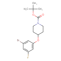 Chemical structure of tert-butyl 4-(3-bromo-5-fluorophenoxy)piperidine-1-carboxylate - CSSB00132309147