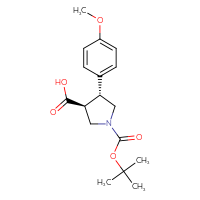 Chemical structure of (3S,4R)-1-[(tert-butoxy)carbonyl]-4-(4-methoxyphenyl)pyrrolidine-3-carboxylic acid - CSSB00020628706