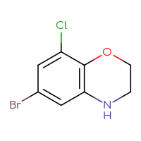 Chemical structure of 6-bromo-8-chloro-3,4-dihydro-2H-1,4-benzoxazine - CSSB00000732880