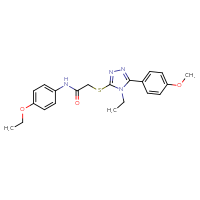 Chemical structure of N-(4-ethoxyphenyl)-2-{[4-ethyl-5-(4-methoxyphenyl)-4H-1,2,4-triazol-3-yl]sulfanyl}acetamide - CSSB00027941127