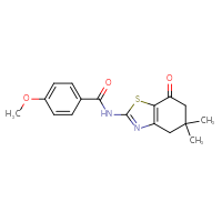 Chemical structure of N-(5,5-dimethyl-7-oxo-4,5,6,7-tetrahydro-1,3-benzothiazol-2-yl)-4-methoxybenzamide - CSSB00025735209