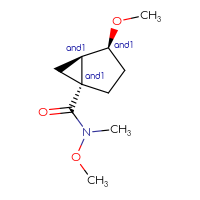 Chemical structure of rac-(1R,4S,5R)-N,4-dimethoxy-N-methylbicyclo[3.1.0]hexane-1-carboxamide - CSSB21291564293