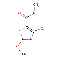 Chemical structure of 4-chloro-2-methoxy-N-methyl-1,3-thiazole-5-carboxamide - CSSB02283620522