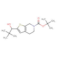 Chemical structure of tert-butyl 2-(1-hydroxy-2,2-dimethylpropyl)-4H,5H,6H,7H-thieno[2,3-c]pyridine-6-carboxylate - CSSB14968292882