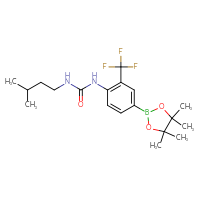 Chemical structure of 3-(3-methylbutyl)-1-[4-(4,4,5,5-tetramethyl-1,3,2-dioxaborolan-2-yl)-2-(trifluoromethyl)phenyl]urea - CSSB21332114872