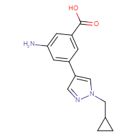 Chemical structure of 3-amino-5-[1-(cyclopropylmethyl)-1H-pyrazol-4-yl]benzoic acid - CSSB21531598844