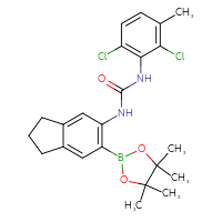 Chemical structure of 1-(2,6-dichloro-3-methylphenyl)-3-[6-(4,4,5,5-tetramethyl-1,3,2-dioxaborolan-2-yl)-2,3-dihydro-1H-inden-5-yl]urea - CSSB21332056771