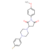 Chemical structure of 3-[4-(4-fluorophenyl)piperazin-1-yl]-1-(4-methoxyphenyl)pyrrolidine-2,5-dione - CSSB00132462347