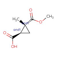 Chemical structure of rac-(1R,2R)-2-(methoxycarbonyl)-2-methylcyclopropane-1-carboxylic acid - CSSB20620684054