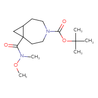 Chemical structure of tert-butyl 1-[methoxy(methyl)carbamoyl]-4-azabicyclo[5.1.0]octane-4-carboxylate - CSSB01148881146